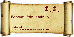 Pascus Pázmán névjegykártya